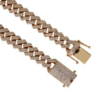 zoomed in image of Yellow Gold Miami Cuban Link Diamond Chain