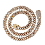 Yellow Gold Miami Cuban Link Diamond Chain in a spiral formation 