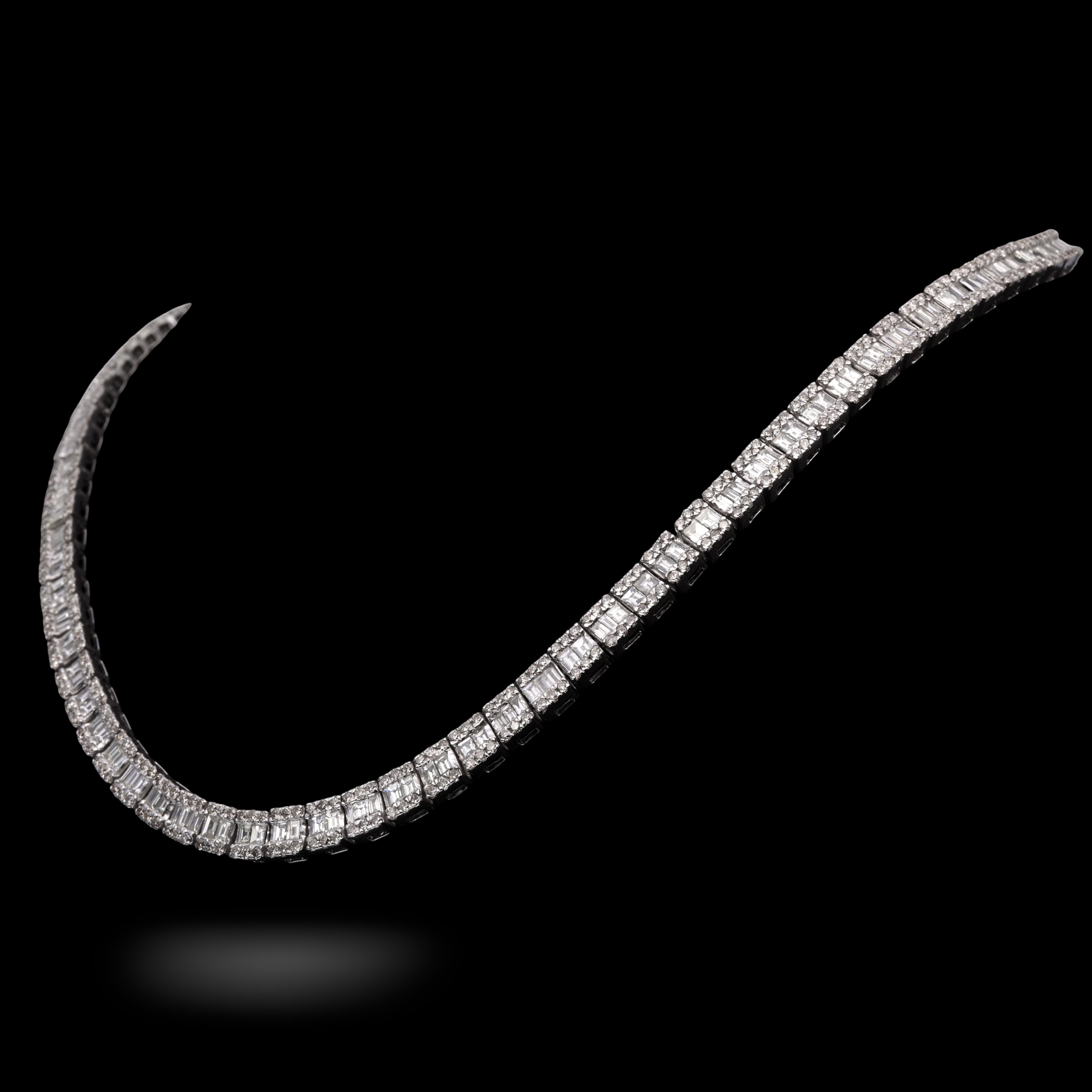 side of 14K White Gold Graduated Diamond Tennis Chain