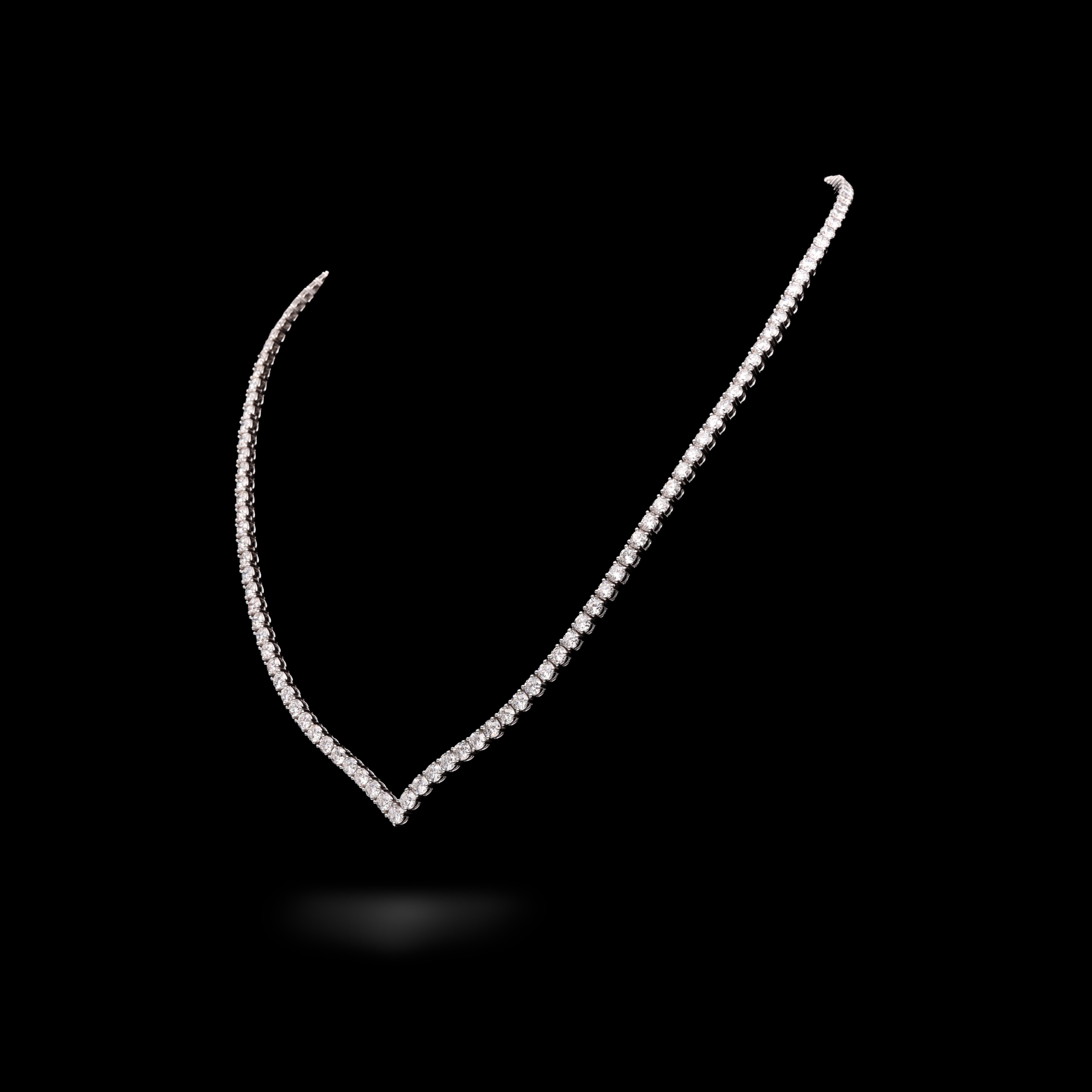 Gargantilla tenis de oro blanco de 14K con diamantes de laboratorio de 16.51 quilates