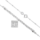 14K White Gold Square Drop Pendant Necklace | 2.00 ctw. Round & Princess-Cut Diamond