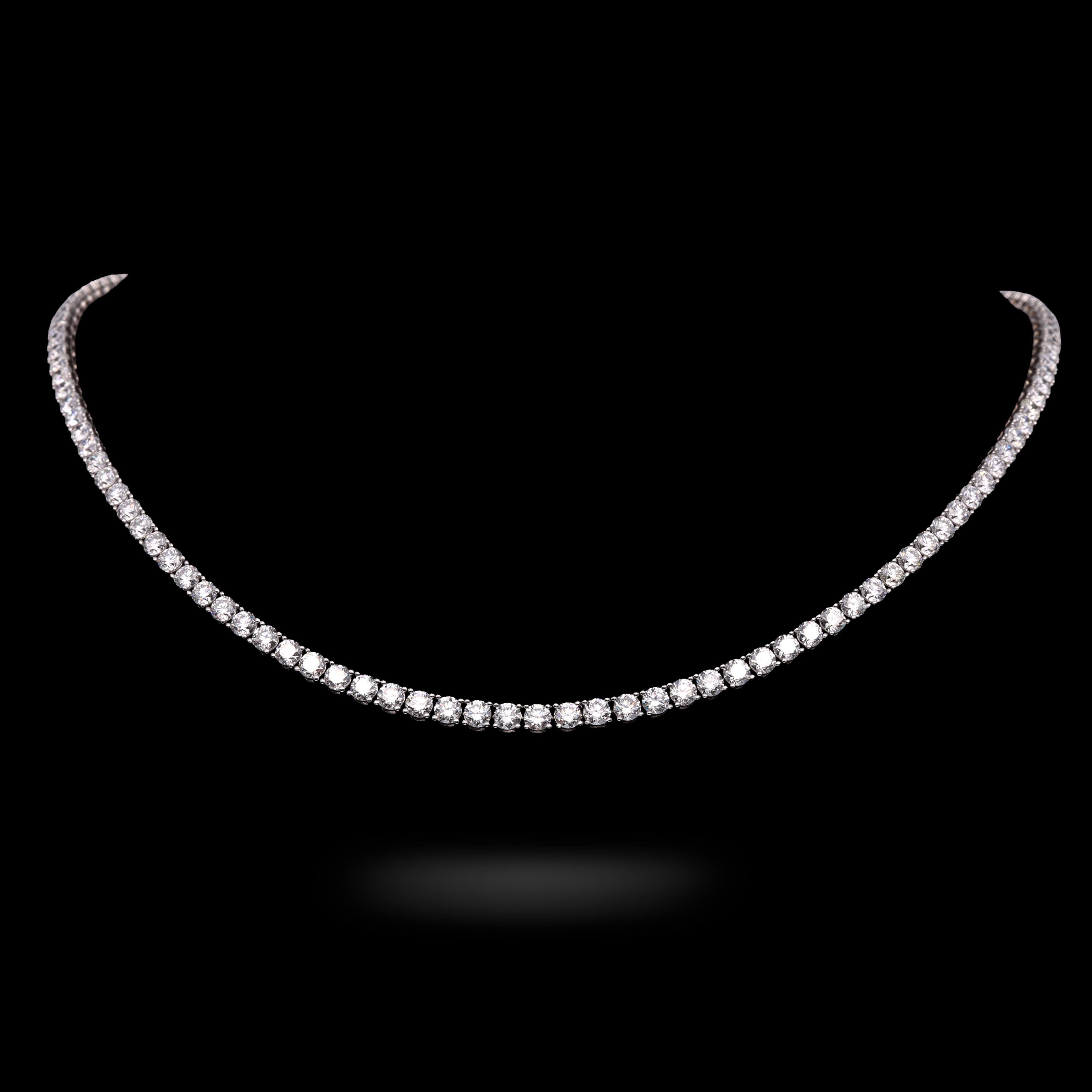front of Diamond necklace on a black background