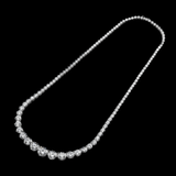 14K White Gold Lab-Stone Graduated Tennis Necklace | 28.27 ctw. Round Diamond