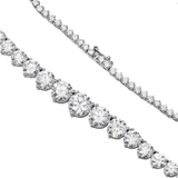 14K White Gold Lab-Stone Graduated Tennis Necklace | 28.27 ctw. Round Diamond
