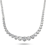 14K White Gold Lab-Stone Graduated Tennis Necklace | 28.27 ctw. Round Diamond
