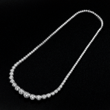 14K White Gold Lab-Stone Graduated Tennis Necklace | 21.86 Carat Round-Cut Diamond
