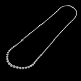 14K White Gold Lab-Stone Graduated Tennis Necklace | 19.30 Carat Round-Cut Diamond