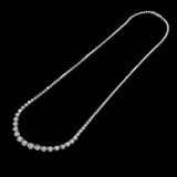 14K White Gold Lab-Stone Graduated Tennis Necklace | 12.71 Carat Round-Cut Diamond