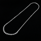14K White Gold Lab-Stone Graduated Tennis Necklace | 12.71 Carat Round-Cut Diamond