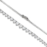 14K White Gold Lab-Stone Graduated Tennis Necklace | 12.71 Carat Round-Cut Diamond