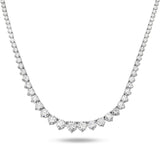 14K White Gold Lab-Stone Graduated Tennis Necklace | 12.71 Carat Round-Cut Diamond