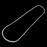 14K White Gold Lab-Stone Graduated Tennis Necklace | 10.95 Carat Round-Cut Diamond