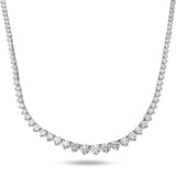 14K White Gold Lab-Stone Graduated Tennis Necklace | 10.95 Carat Round-Cut Diamond