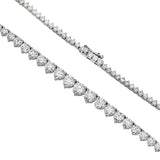14K White Gold Lab-Stone Graduated Tennis Necklace | 10.95 Carat Round-Cut Diamond