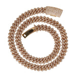 14K Yellow Gold Miami Cuban Link Diamond Chain in a spiral formation
