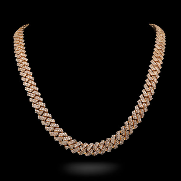 front image of 14K Yellow Gold Miami Cuban Link Diamond Chain