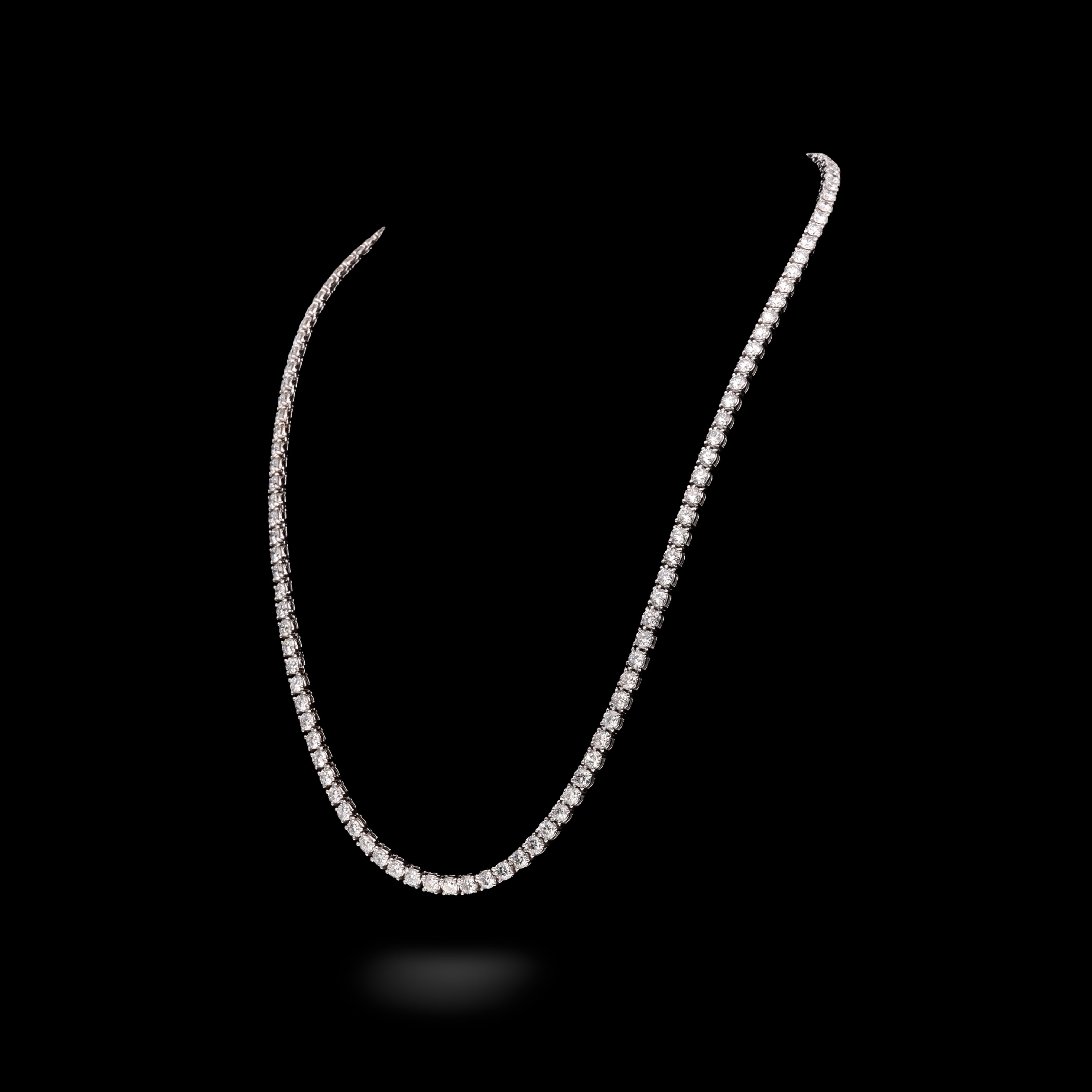 Collar de tenis de oro blanco de 14 quilates con diamantes de laboratorio de 32,00 quilates