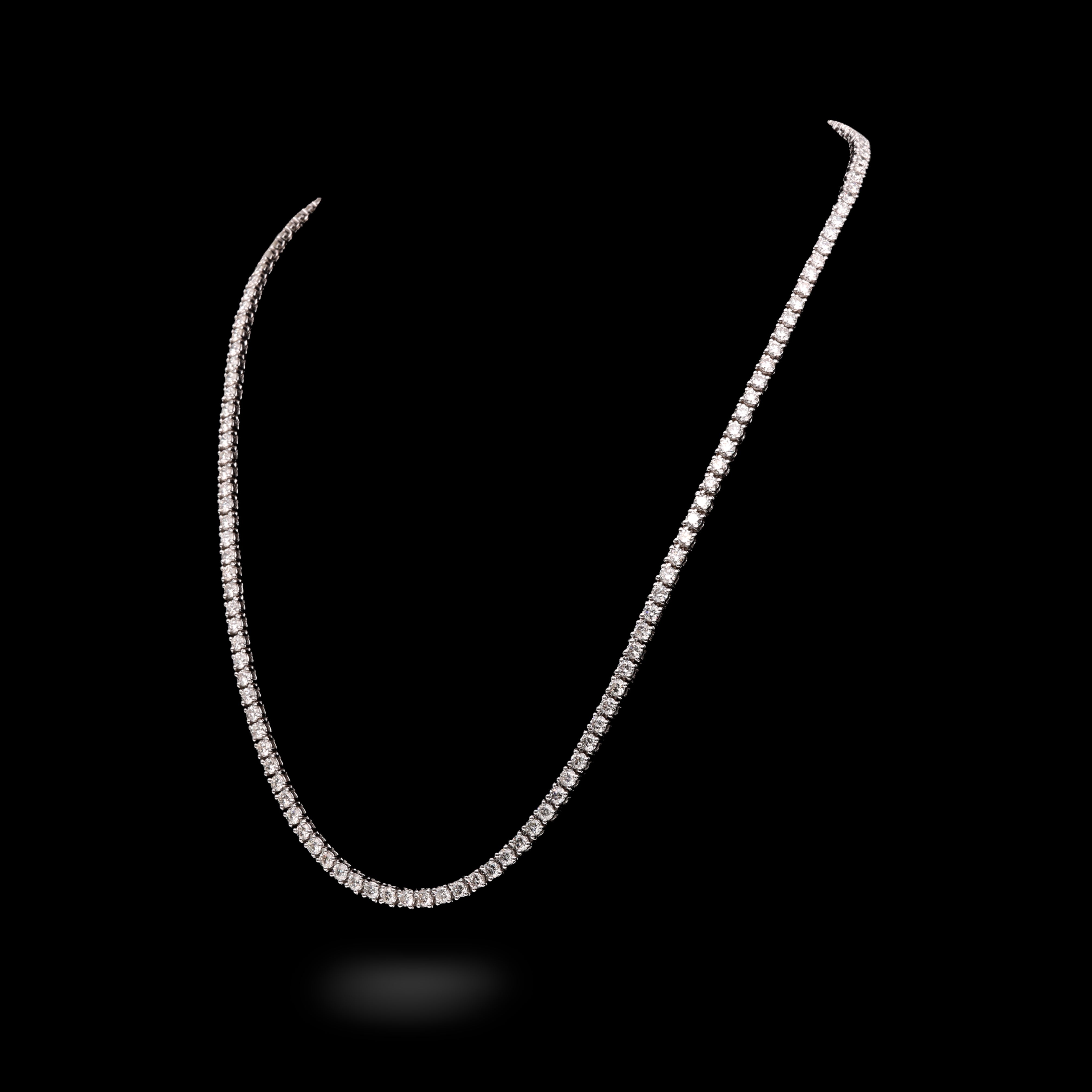 Gargantilla de tenis de oro blanco de 14 quilates con diamantes de laboratorio de 16,00 quilates