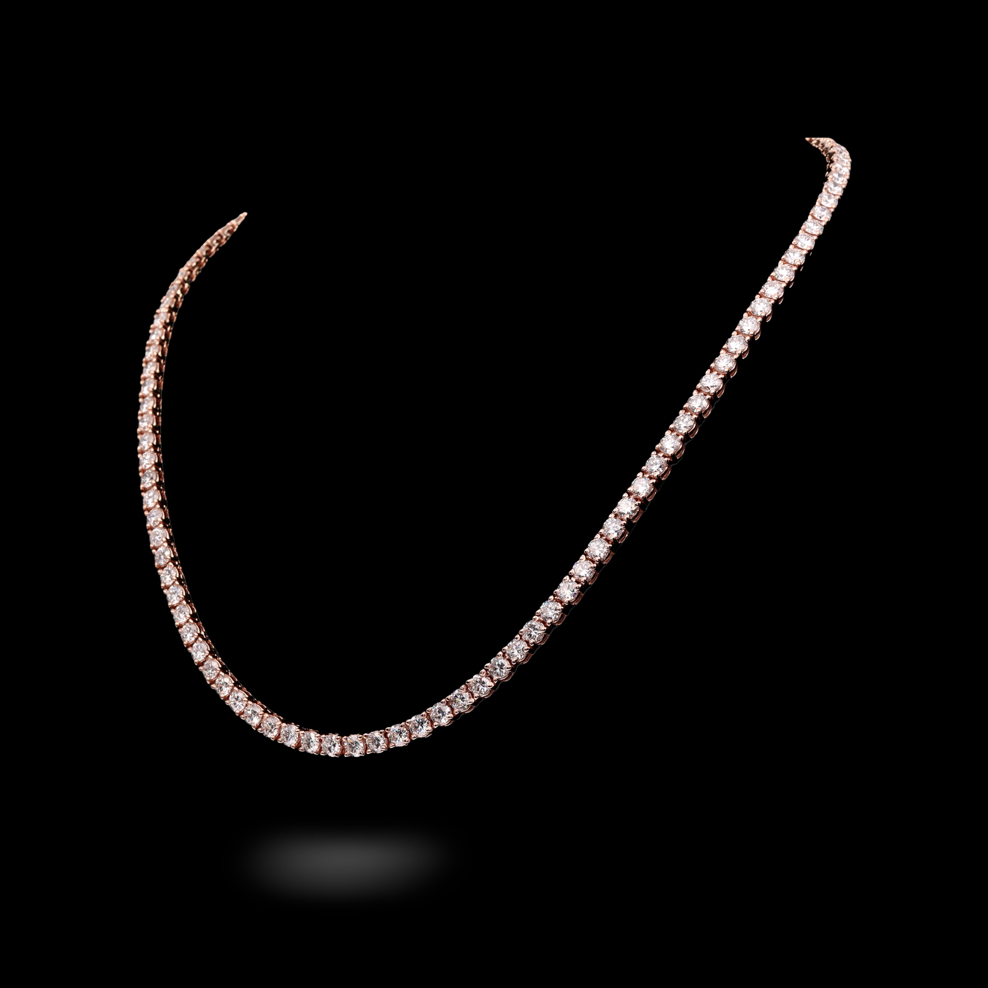 Collar de tenis de oro rosa de 14K con diamantes cultivados de 23.00 quilates