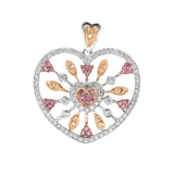 14K White Gold 1.50 Carat Openwork Heart Diamond Pendant