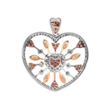 14K White Gold 1.50 Carat Openwork Heart Diamond Pendant