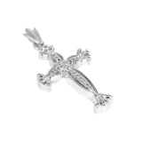 14K White Gold 0.70 Carat Fleur Cross Diamond Pendant