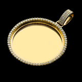 14K Yellow Gold Custom Picture Frame Pendant | 4.67 Carat Round-Cut Diamond