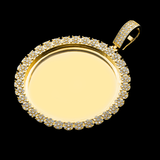 14K Yellow Gold Custom Picture Frame Pendant | 3.95 Carat Round-Cut Diamond