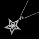 Star-shaped Diamond pendant necklace on a black background