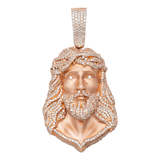 14K Rose Gold Solid Jesus Head Pendant  | 1.94 Carat Round-Cut Diamond