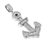 14K White Gold ANCHOR Pendant | 3.00 Carat Baguette-Cut & Round-Cut Diamond
