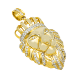 10K Yellow Gold Lion Head With Crown Pendant | 2.00 Carat Round-Cut Diamond