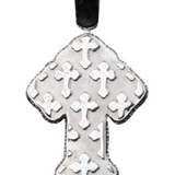 14K White Gold Blue Sapphire Cross Pendant | 5.00 Carat Emerald-Cut & Round-Cut Diamond