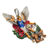 14K White Gold St. Michael’s Divine Triumph Enamel Pendant | 6.00 Carat Round-Cut Diamond