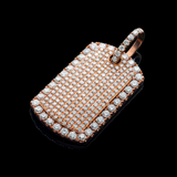14K Rose Gold Iced Out Dog Tag Pendant | 3.60 Carat Round-Cut Diamond