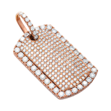 14K Rose Gold Iced Out Dog Tag Pendant | 3.60 Carat Round-Cut Diamond