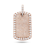 14K Rose Gold Iced Out Dog Tag Pendant | 3.60 Carat Round-Cut Diamond