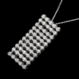 14K White Gold Multi-Bar Dangling Pendant Necklace | 1.10 ctw. Round-Cut Diamond