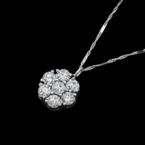 14K White Gold Flower Cluster Pendant Necklace | 1.50 ctw. Round-Cut Diamond
