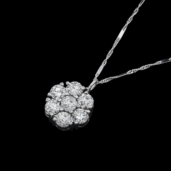 Round Diamond necklace on a black background