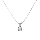 14K White Gold Tear Drop Solitaire Pendant Necklace | 0.60 ctw. Pear-Cut Diamond