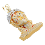 Left side view of Jesus Head Pendant a figure with gold and diamond details on a White background
