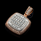 14K Two-Tone Gold Square Cushion Pendant | 2.70 Carat Round-Cut Diamond