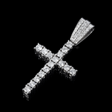 14K White Gold Prong Set Cross Pendant | 6.00 Carat Round-Cut Diamond