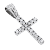14K White Gold Prong Set Cross Pendant | 6.00 Carat Round-Cut Diamond
