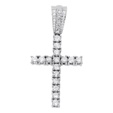 14K White Gold Prong Set Cross Pendant | 6.00 Carat Round-Cut Diamond