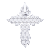 14K White Gold Flower Cross Pendant | 2.69 Carat Round-Cut Diamond & Multicolor Gems