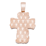 14k Rose Gold Fancy Cross Pendant | 12.00 Carat Diamond Multicolor & Multi-shape Gems