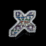 14k White Gold Cross Pendant | 6.69 Carat Multi-shaped Diamond & Multicolor Gems