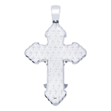 14k White Gold Large Gothic Cross Pendant | 11.84 Carat Round-Cut Diamond & Multicolor Gems